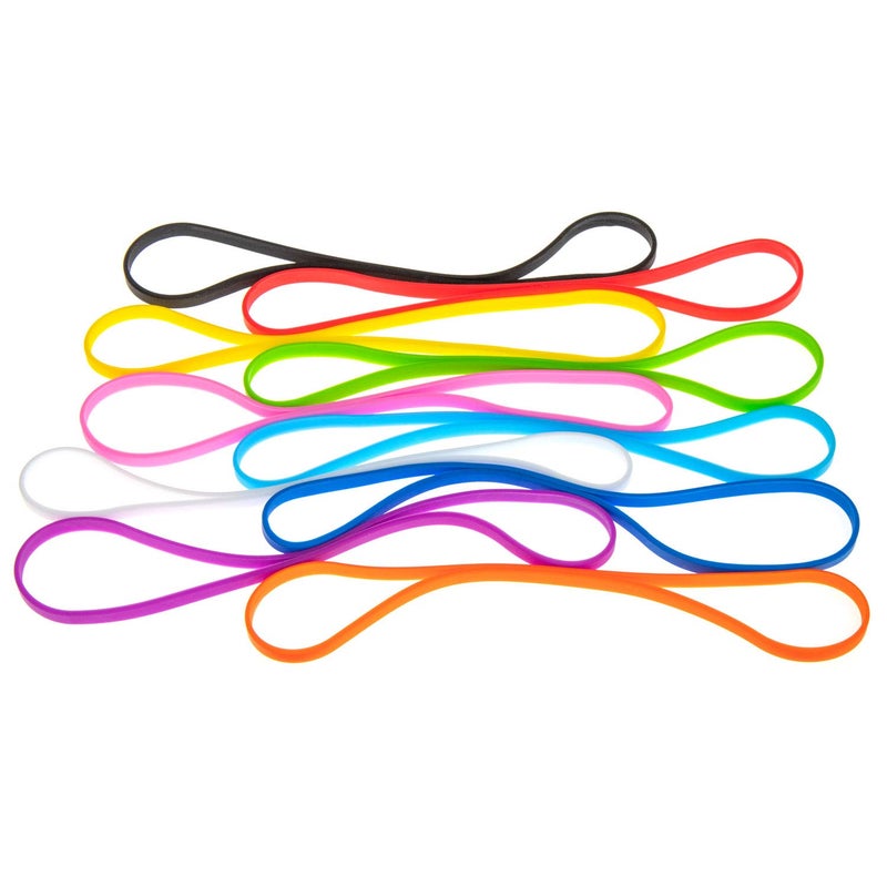 GRIFITI Band Joes 9" x 0.25" 5.73 Inch Diameter 10 Pack Assorted Colorful Small Silicone Little Colored Rubber Bands Wrist Cooking Office Boxes Wraps Colors Rubberbands Elastic Siliconebands - Image 1